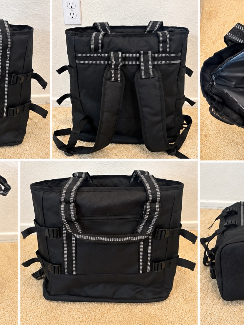 Large Black Insulated Cooler Backpack Convertible Tote